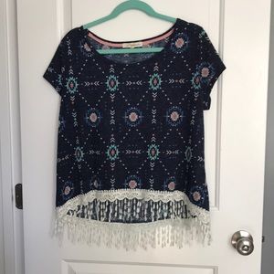 high low fringe top
